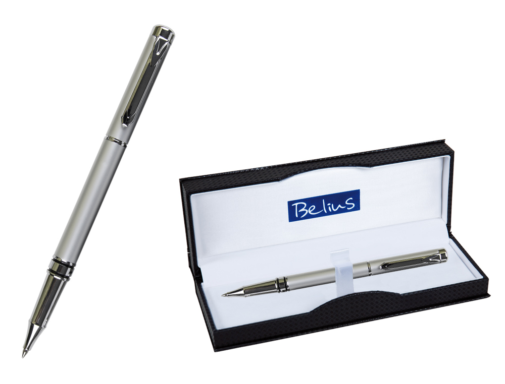 ROLLER BELIUS NUREMBERG GRIS PUNTA 0,5 MM TINTA AZUL EN ESTUCHE