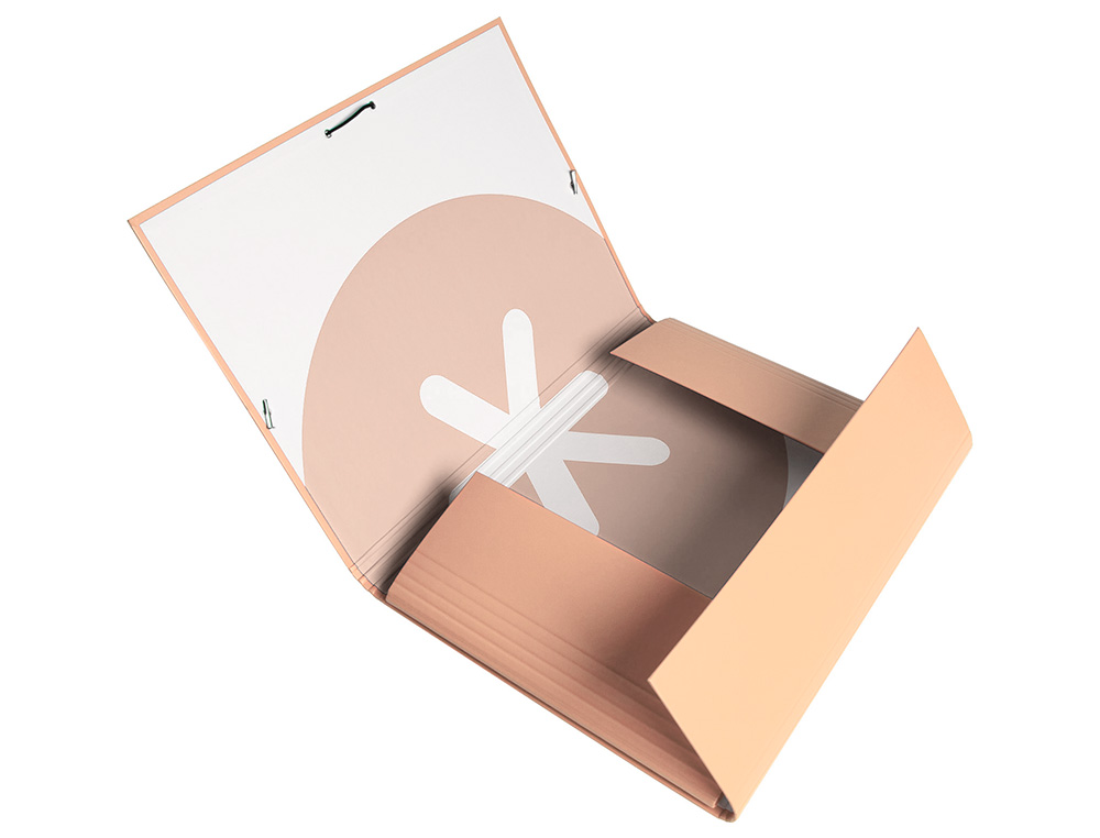 CARPETA LIDERPAPEL ANTARTIK GOMAS A4 3 SOLAPAS CARTON FORRADO TRENDING COLOR CORAL