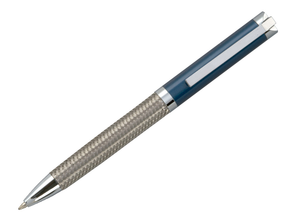 BOLIGRAFO BELIUS MUNICH AZUL CUERPO ACERO INOXIDABLE CON TEXTURA TINTA NEGRA EN ESTUCHE