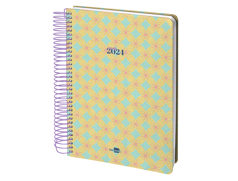 AGENDA ESPIRAL LIDERPAPEL PERISSA A6 2024 SEMANA VISTA PAPEL 80 GR DISEO CIRCLE