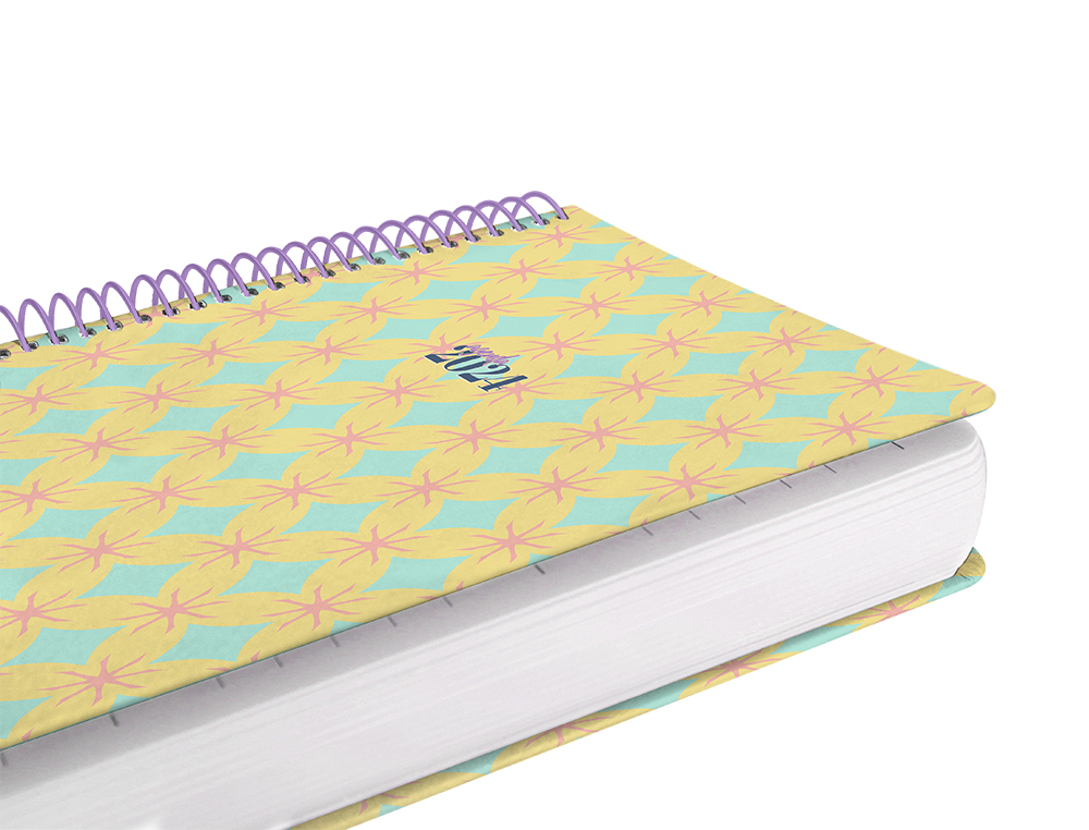AGENDA ESPIRAL LIDERPAPEL PERISSA A6 2024 SEMANA VISTA PAPEL 80 GR DISEO CIRCLE