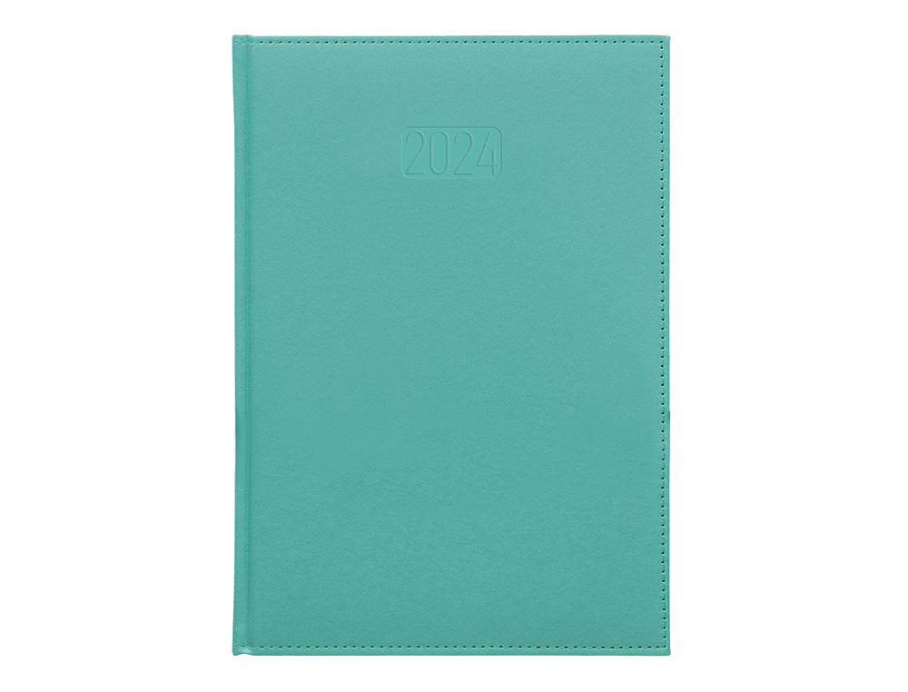 AGENDA ENCUADERNADA LIDERPAPEL CRETA 15X21 CM 2024 SEMANA VISTA COLOR TURQUESA PAPEL 70 GR