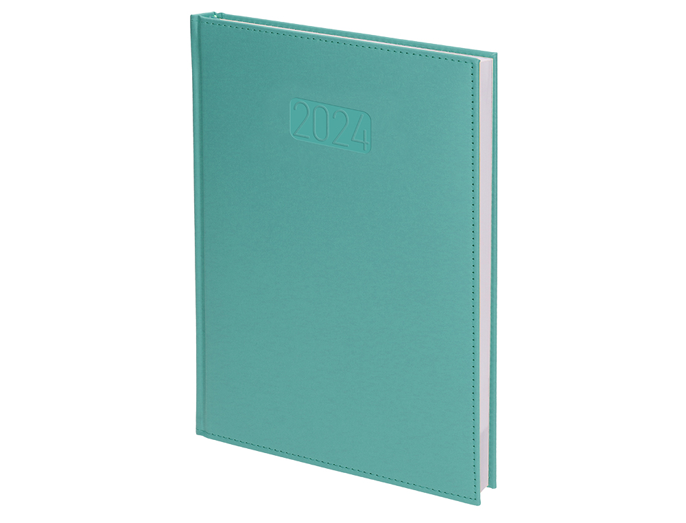 AGENDA ENCUADERNADA LIDERPAPEL CRETA 15X21 CM 2024 SEMANA VISTA COLOR TURQUESA PAPEL 70 GR