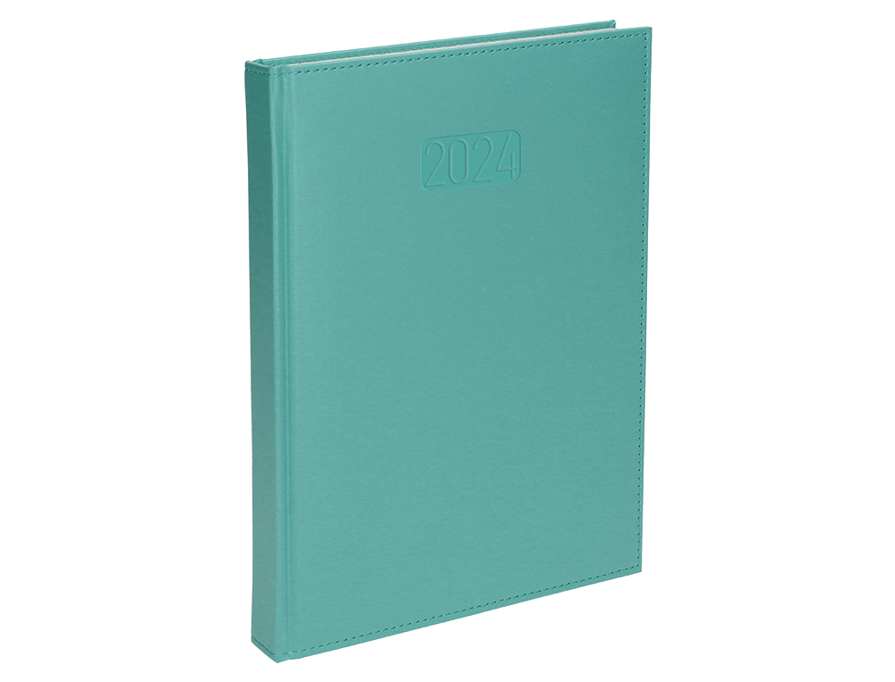 AGENDA ENCUADERNADA LIDERPAPEL CRETA 15X21 CM 2024 SEMANA VISTA COLOR TURQUESA PAPEL 70 GR