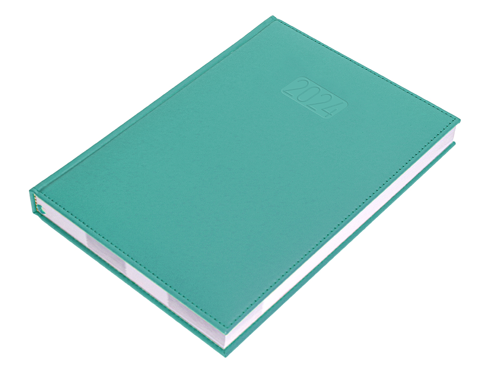 AGENDA ENCUADERNADA LIDERPAPEL CRETA 15X21 CM 2024 SEMANA VISTA COLOR TURQUESA PAPEL 70 GR