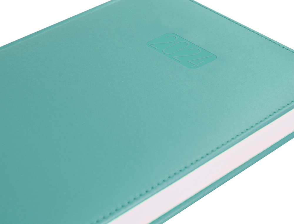 AGENDA ENCUADERNADA LIDERPAPEL CRETA 15X21 CM 2024 SEMANA VISTA COLOR TURQUESA PAPEL 70 GR
