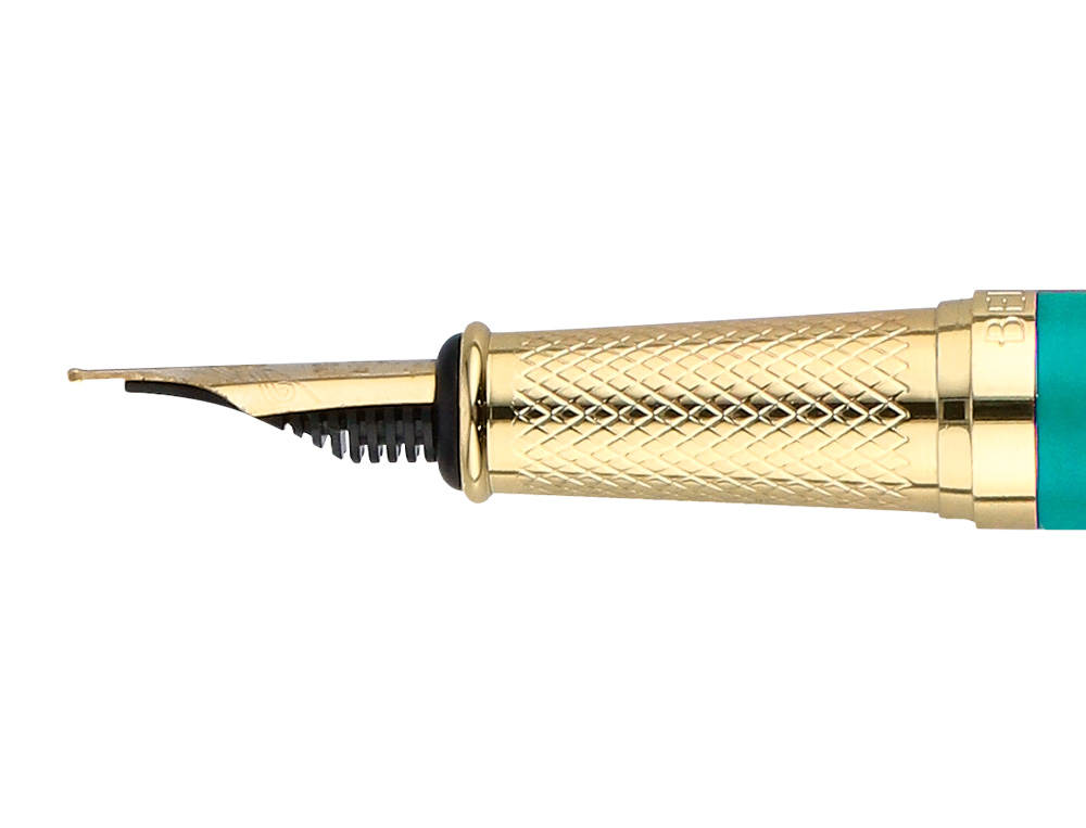 PLUMA Y ESTUCHE BELIUS SOIREE COLOR ART DECO TURQUESA DORADO TINTA AZUL CAJA DE DISEO