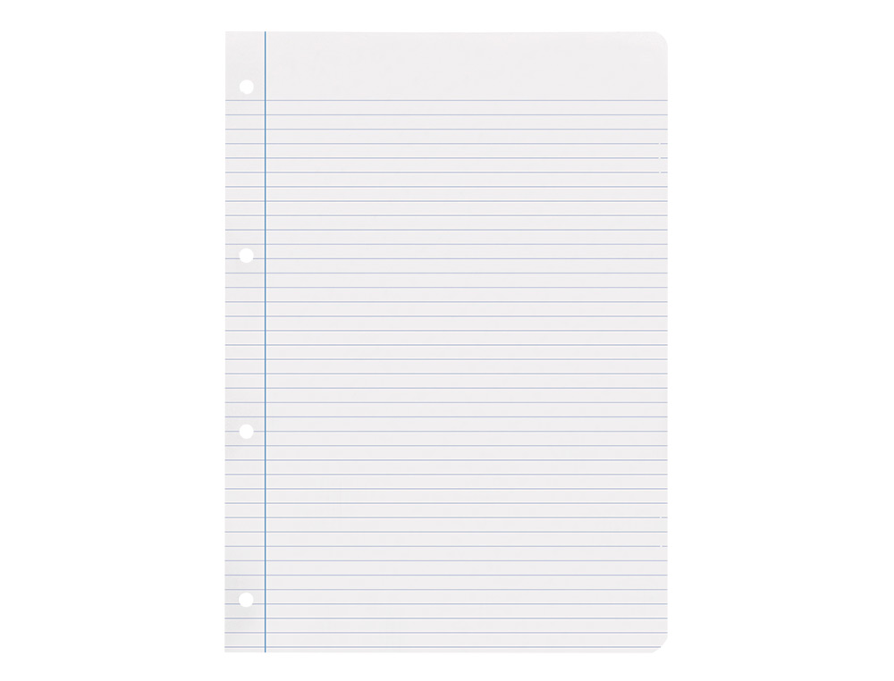 RECAMBIO LIDERPAPEL A4 100 HOJAS 100GR RAYADO HORIZONTAL CON MARGEN 4 TALADROS