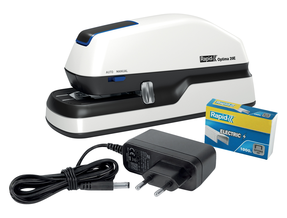 GRAPADORA REXEL OPTIMA 20 ELECTRONICA CAPACIDAD 20 HOJAS COLOR PLATA/NEGRO