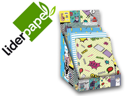 CARPETA LIDERPAPEL GOMAS TRES SOLAPAS FORRADA FOLIO FANTASIA 2019 FORRADA EXPOSITOR DE 14 UNIDADES