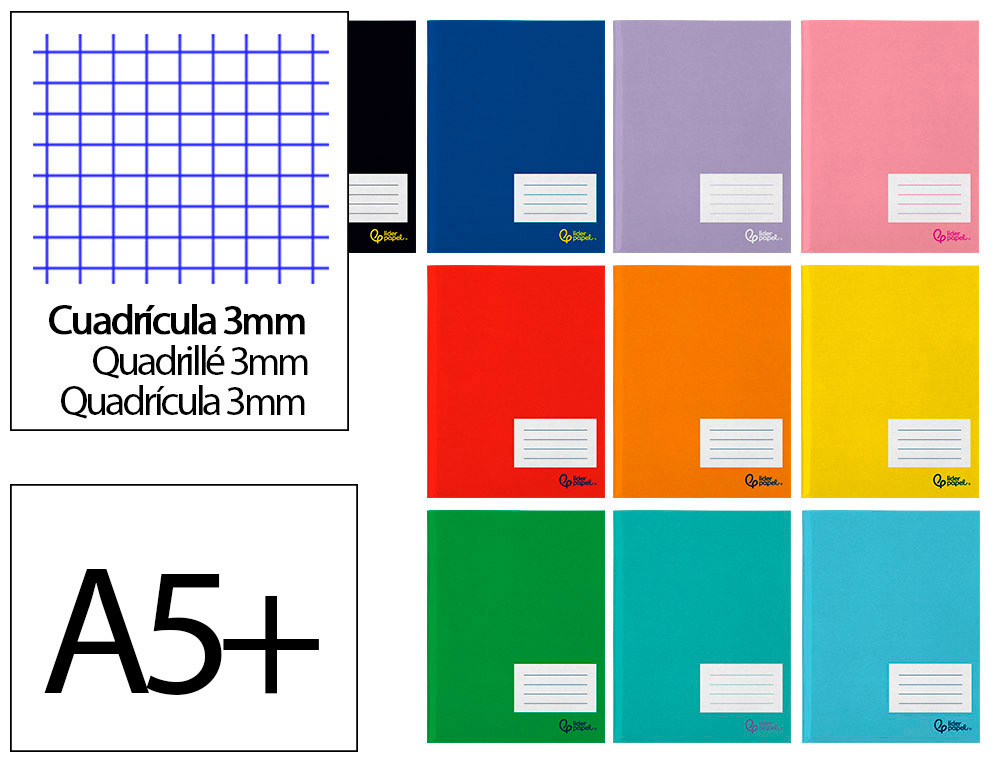 LIBRETA LIDERPAPEL SMART A5 PLUS 32 HOJAS 75G/M2 CUADRO 3MM CON MARGEN COLORES SURTIDOS