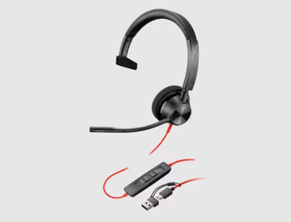 AURICULAR PLANTRONICS BLACKWIRE 3310 DIADEMA MONOAURAL CABLE USB-A CON MICROFONO