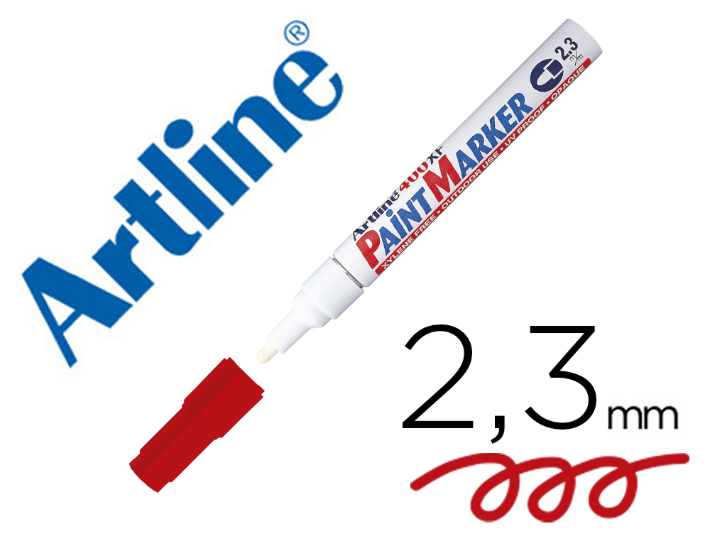 ROTULADOR ARTLINE MARCADOR PERMANENTE EK-400 XF ROJO -PUNTA REDONDA 2.3 MM -METAL CAUCHO Y PLASTICO