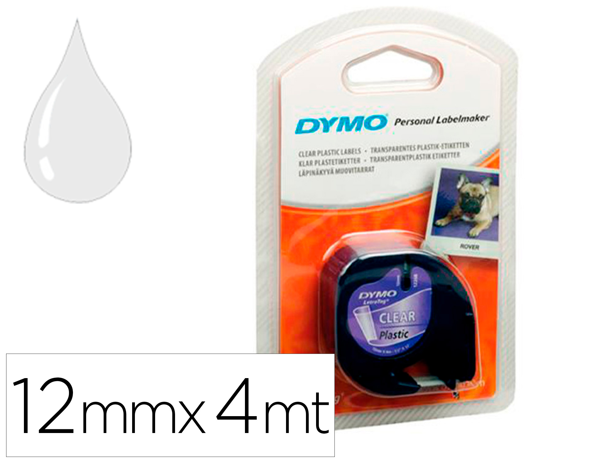 CINTA DYMO 12MMX4MT -TRANSPARENTE PARA MAQUINA LETRATAG