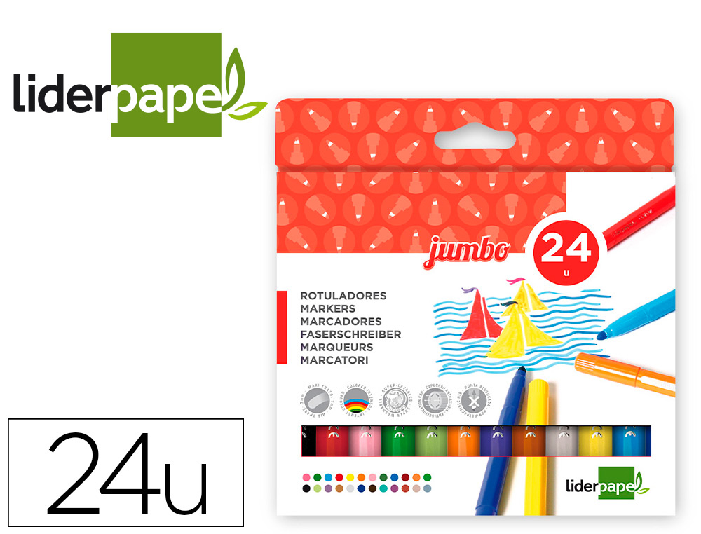ROTULADOR LIDERPAPEL JUMBO CAJA DE 24 UNIDADES COLORES SURTIDOS